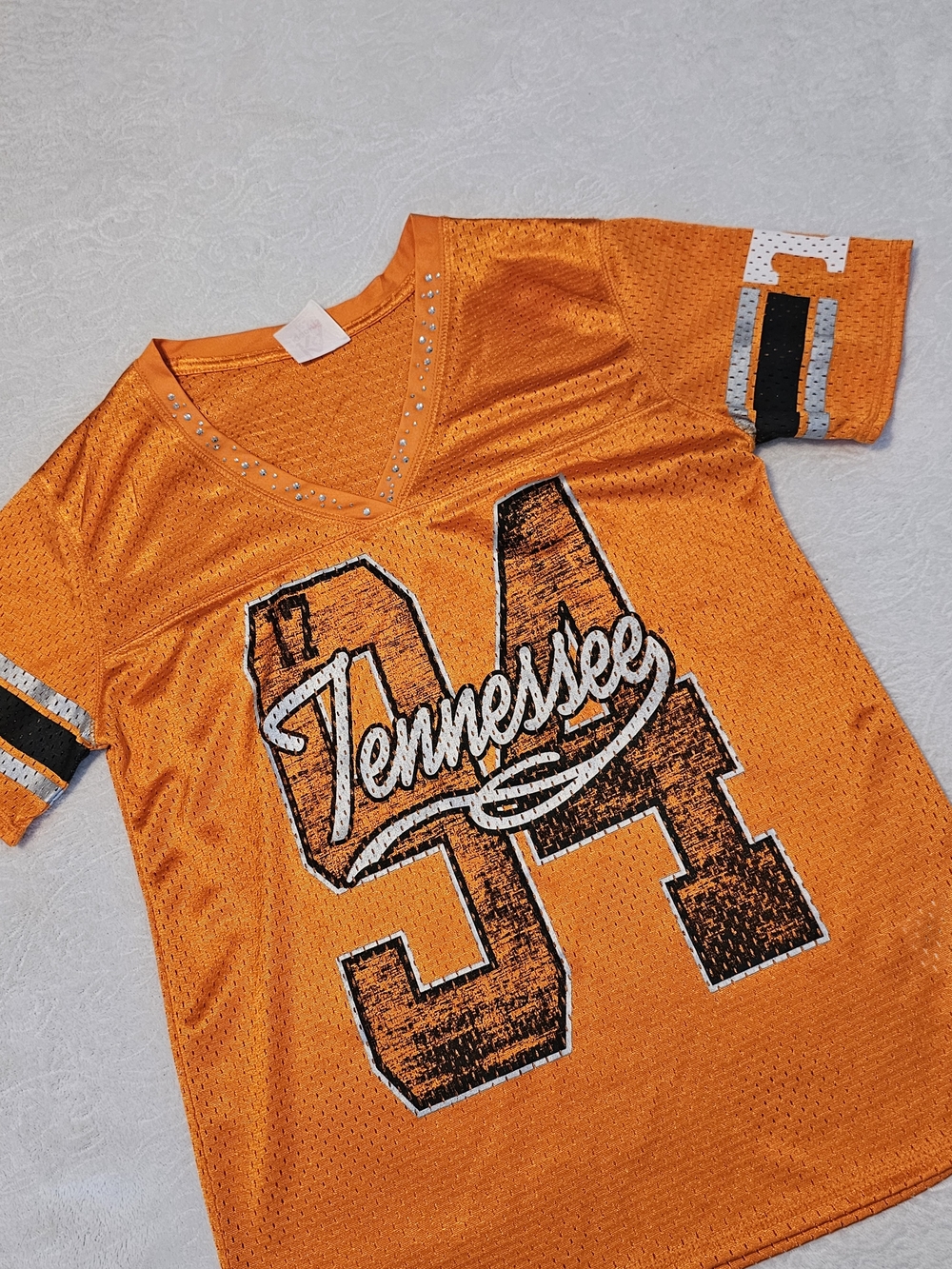 K A Knights Ladies Tn Vols Jersey Bling Small Short Sleeve V Neck Comfy Cute Euc